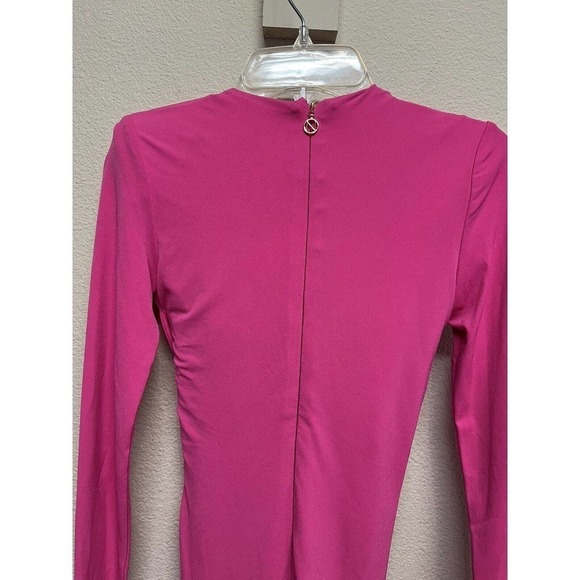 Nookie Dress Envy Mini Neon Pink Size S Deep Plunging Neck Rushed NEW - Picture 6 of 11